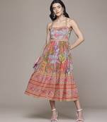 multicolor cotton dress with printed pattern design