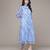 blue chiffon dress with printed pattern design