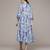 blue cotton dress with printed work design
