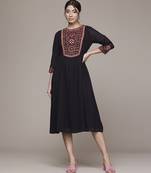 black cotton dress with embroidered work design