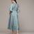 teal viscose dress with floral embroidered design