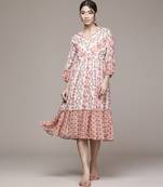 multicolor chiffon dress with printed work design