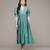 teal viscose dress with embroidered work design