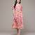 pink rayon dress with printed work design