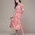 pink rayon dress with printed work design