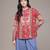 red rayon shirt with printed work design