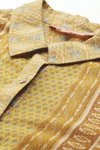 yellow viscose shirt with printed work design