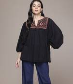 black cotton top with embroidered work design