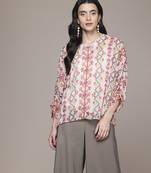 multicolor chiffon top with printed work design