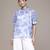 blue chiffon top with printed work design