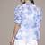 blue chiffon top with printed work design