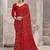 Red bandhani printed chiffon saree with unstitched blouse, ethnic indian attire