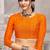 Yellow orangish bandhani printed chiffon saree with unstitched blouse, ethnic indian attire