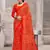 Orange bandhani printed chiffon saree with unstitched blouse, ethnic indian attire