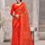 Orange bandhani printed chiffon saree with unstitched blouse, ethnic indian attire