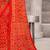 Orange bandhani printed chiffon saree with unstitched blouse, ethnic indian attire