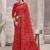 Red bandhani printed chiffon saree with unstitched blouse, ethnic indian attire