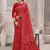Red bandhani printed chiffon saree with unstitched blouse, ethnic indian attire