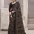 Black bandhani printed chiffon saree with unstitched blouse, ethnic indian attire