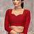Red bandhani printed chiffon saree with unstitched blouse, ethnic indian attire