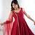 Maroon Silk Chanderi Fabric Fully Flair Anarkali Kurti With Pant Dupatta Set
