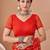 Red bandhani print soft chiffon traditional saree with unstitch blouse