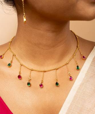 Gold-tone teardrop dangle necklace & matching stud earrings 3