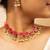 High gold pink lotus pendant necklace set with pearls