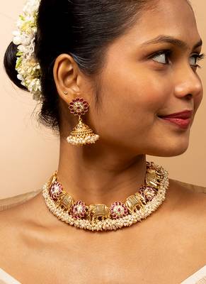 Royal rajwadi elephant & floral necklace set 2
