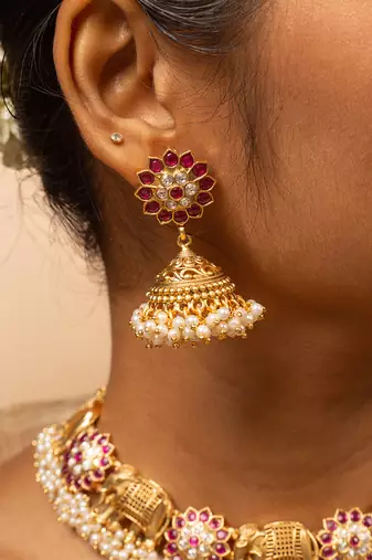 Royal rajwadi elephant & floral necklace set