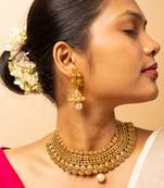 Regal antique gold bridal necklace set