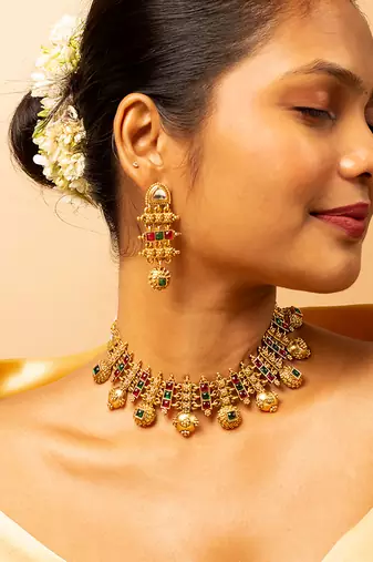 Traditional rajwadi temple necklace set
