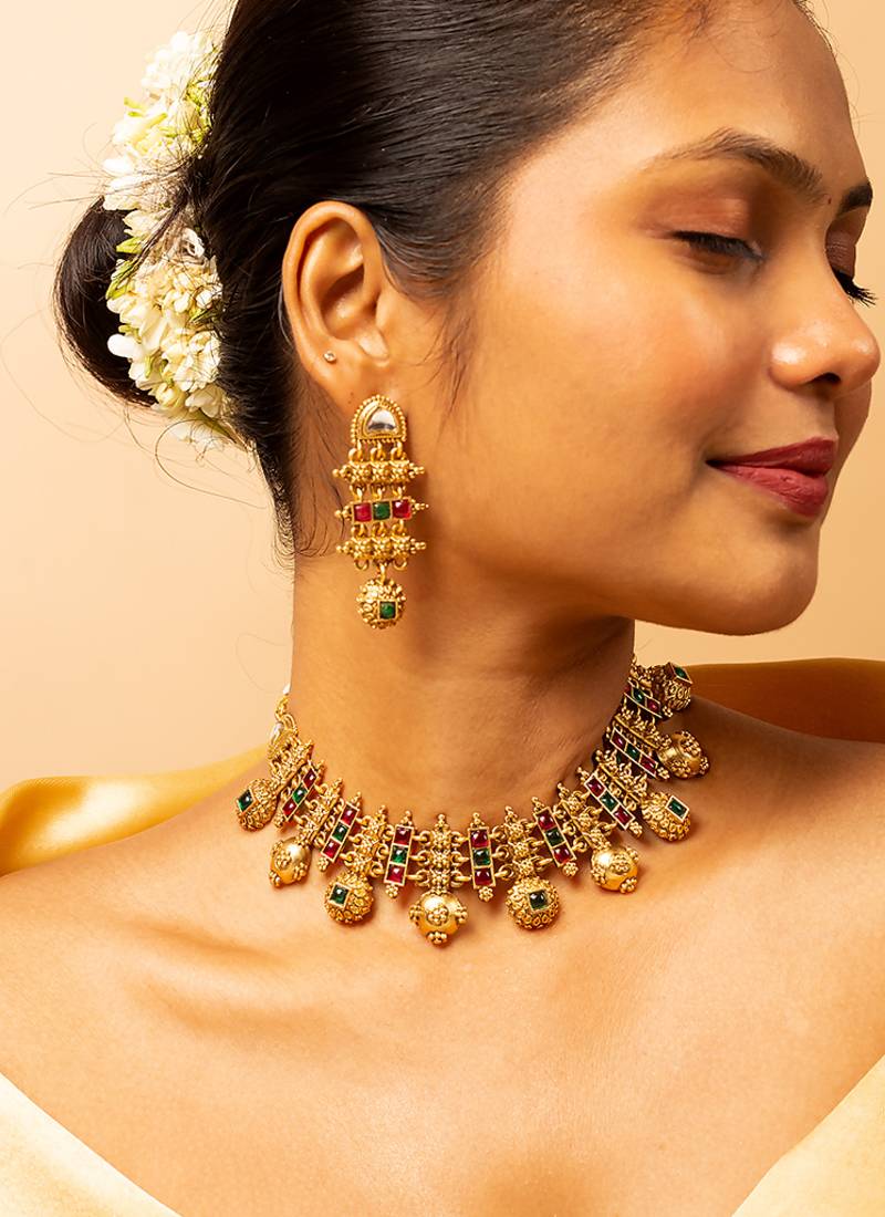Traditional rajwadi temple necklace set