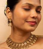 Matte gold coin necklace set