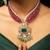American diamond choker set with green and pink stone work