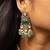 American diamond choker set with green and pink stone work