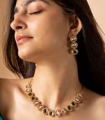 Green and white oval stone jewelry set