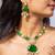 Royal green stone and american diamond necklace set