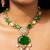 Royal green stone and american diamond necklace set