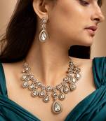 Teardrop crystal statement necklace and earring set