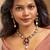 Antique pearl choker set with maroon enamel pendant