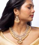 Traditional kundan pearl drop necklace set