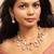 American diamond necklace set with red stone accents