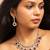 Elegant american diamond necklace set with ruby red teardrops