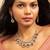 Elegant american diamond necklace set with ruby red teardrops