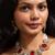 Antique floral choker necklace set with red stones and pearl strings