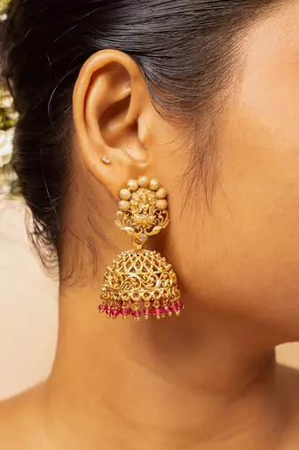 Rajwadi temple jhumka earrings