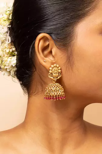 Rajwadi temple jhumka earrings