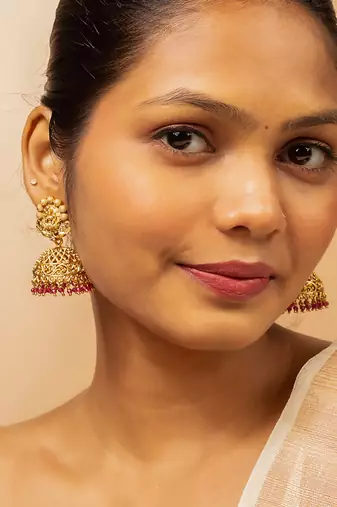 Rajwadi temple jhumka earrings