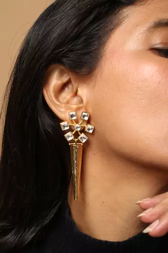 Floral dagger high gold earrings